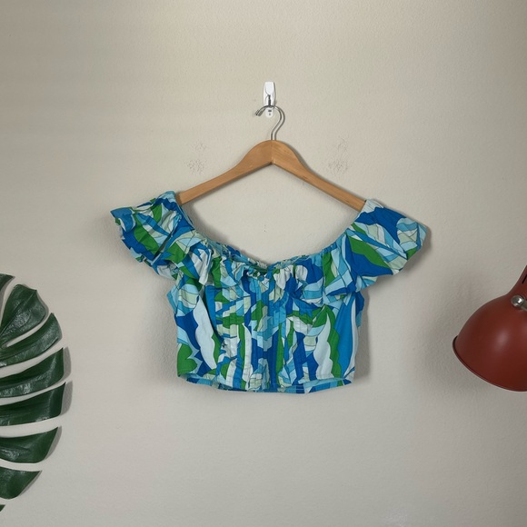 Anthropologie Maeve Ruffle-Sleeve Cropped Blouse - Picture 2 of 9